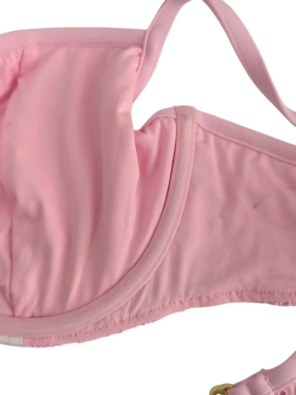 PINK X Frankies Bikinis Eyelet Bikini Set Pink Underwire Lace Cheeky Size XXL